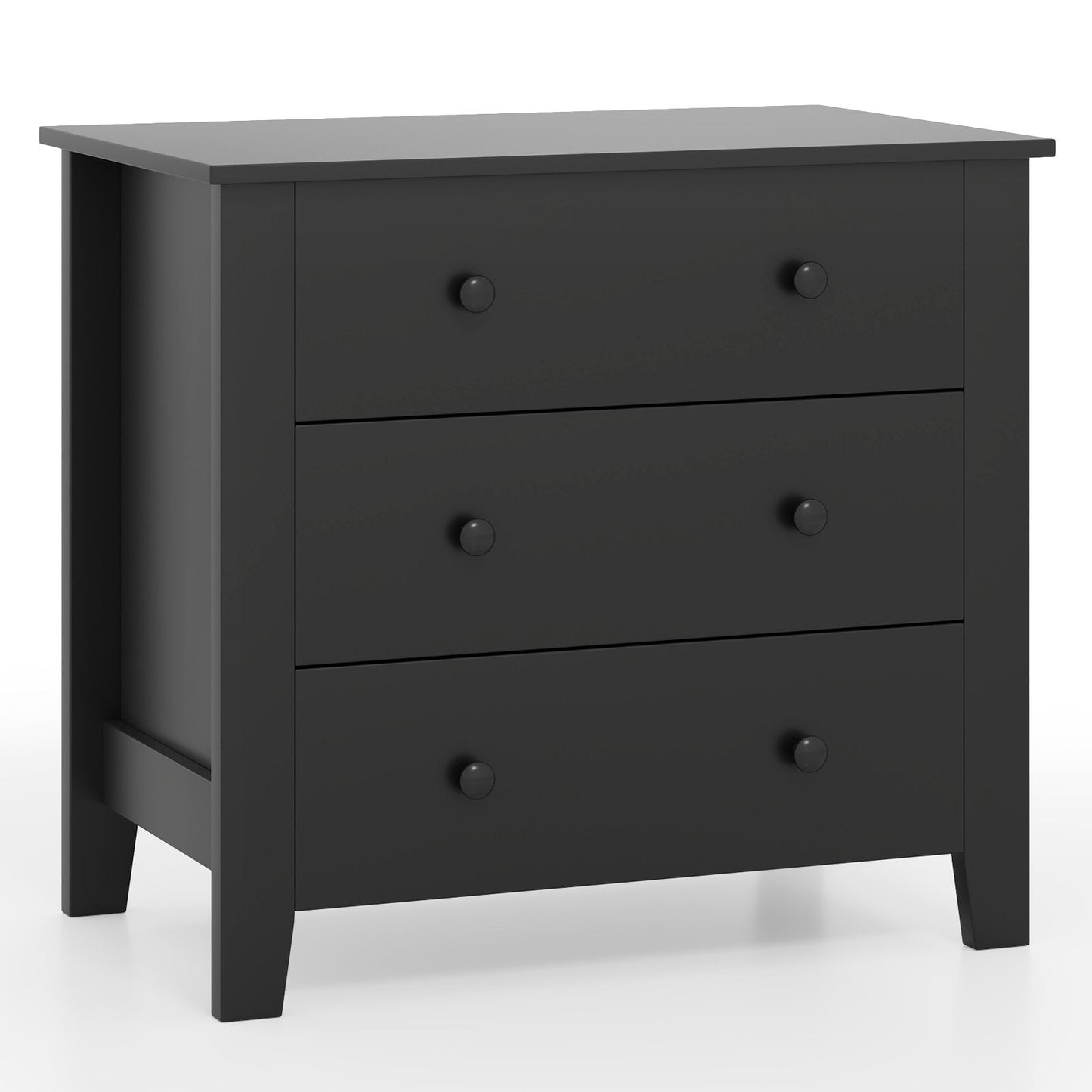 3 Drawer Dresser Chest of Drawers Bedside Table-Black (SCRATCH AND DENT)(Fully Assembled)