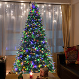 Pre-Lit Snowy Christmas Hinged Tree with Multi-Color Lights-9' - Final Sale