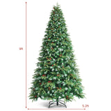 Pre-Lit Snowy Christmas Hinged Tree with Multi-Color Lights-9' - Final Sale