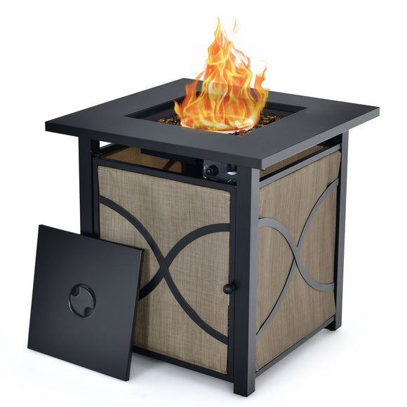 Propane Fire Pit Table with Lid and Fire Glass , Fully Assembled, Clean Customer return, tested