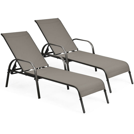 2 Piece Set, Patio Chaise Lounge, Fully assembled, grey, are a lighter grey then images