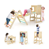 7-in-1 Toddler Climbing Toy Connected Table and Chair Set, Aged 3-8 Years Old-Natural (1 Box, Unassembled)