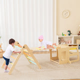 7-in-1 Toddler Climbing Toy Connected Table and Chair Set, Aged 3-8 Years Old-Natural (1 Box, Unassembled)