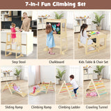 7-in-1 Toddler Climbing Toy Connected Table and Chair Set, Aged 3-8 Years Old-Natural (1 Box, Unassembled)