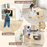 7-in-1 Toddler Climbing Toy Connected Table and Chair Set, Aged 3-8 Years Old-Natural (1 Box, Unassembled)