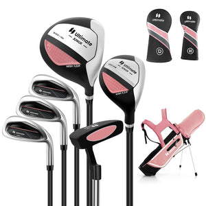 Junior Complete Golf Club Set with Stand Bag Rain Hood-Pink (Customer Return)