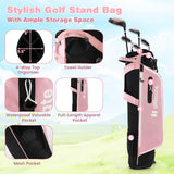 Junior Complete Golf Club Set with Stand Bag Rain Hood-Pink (Customer Return)