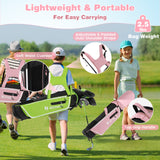 Junior Complete Golf Club Set with Stand Bag Rain Hood-Pink (Customer Return)