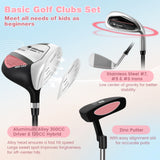 Junior Complete Golf Club Set with Stand Bag Rain Hood-Pink (Customer Return)