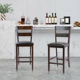 2-Pieces Upholstered Bar Stools Counter Height Chairs with PU Leather Cover