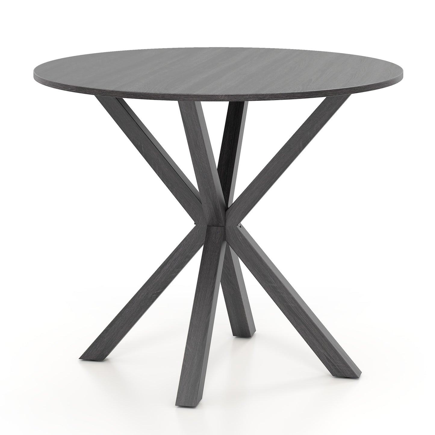 36 Inch Wood Dining Table with Intersecting Pedestal Base for 2-4 People-Grey