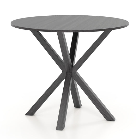 36 Inch Wood Dining Table with Intersecting Pedestal Base for 2-4 People-Grey