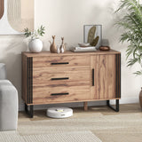 Sideboard Buffet Cabinet Credenza Storage Cabinet with 3 Drawers-Rustic Brown, fully assembled