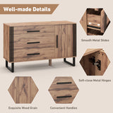 Sideboard Buffet Cabinet Credenza Storage Cabinet with 3 Drawers-Rustic Brown, fully assembled