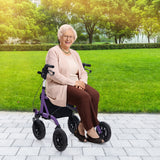 NO TAX, Height Adjustable Rollator Walker Foldable Rolling Walker with Seat for Seniors-Purple