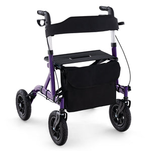 NO TAX, Height Adjustable Rollator Walker Foldable Rolling Walker with Seat for Seniors-Purple