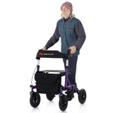 NO TAX, Height Adjustable Rollator Walker Foldable Rolling Walker with Seat for Seniors-Purple