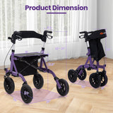 NO TAX, Height Adjustable Rollator Walker Foldable Rolling Walker with Seat for Seniors-Purple