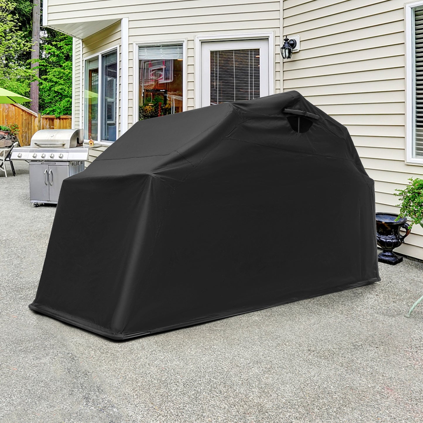 Outdoor Motorcycle Shelter Waterproof Motorbike Storage Tent with Cover-Black  (Unassembled)