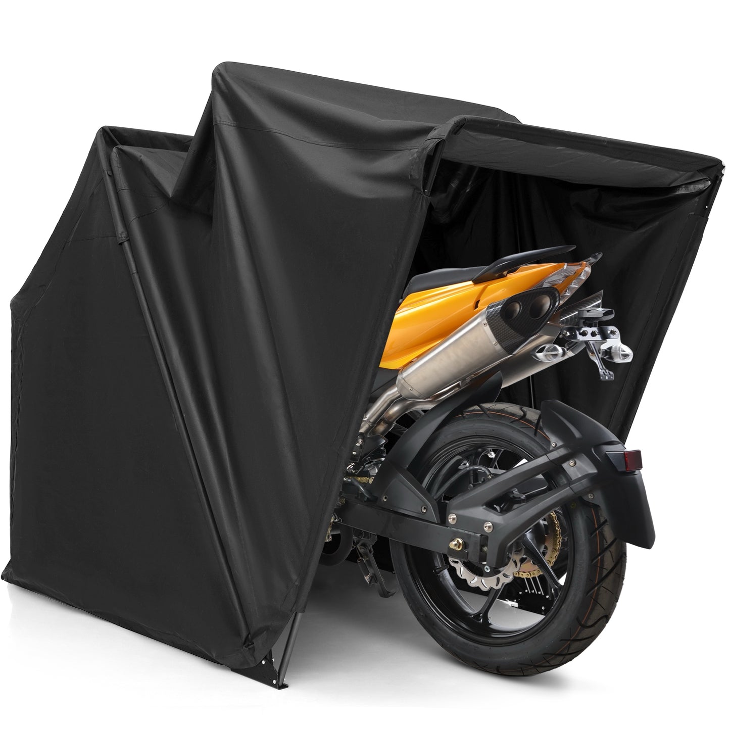 Outdoor Motorcycle Shelter Waterproof Motorbike Storage Tent with Cover-Black  (Unassembled)