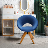 Swivel Accent Chair with Oversized Upholstered Seat for Home Office-Blue