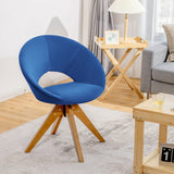 Swivel Accent Chair with Oversized Upholstered Seat for Home Office-Blue