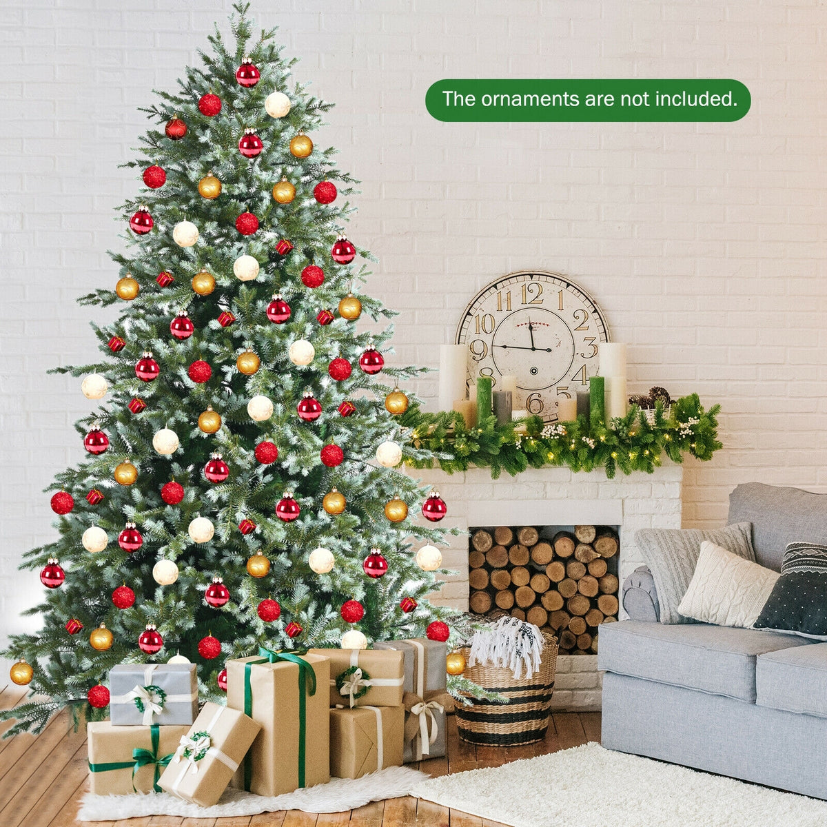 8 Feet Hinged Artificial Christmas Spruce Tree with Mixed PE and PVC Tips - FINAL SALE