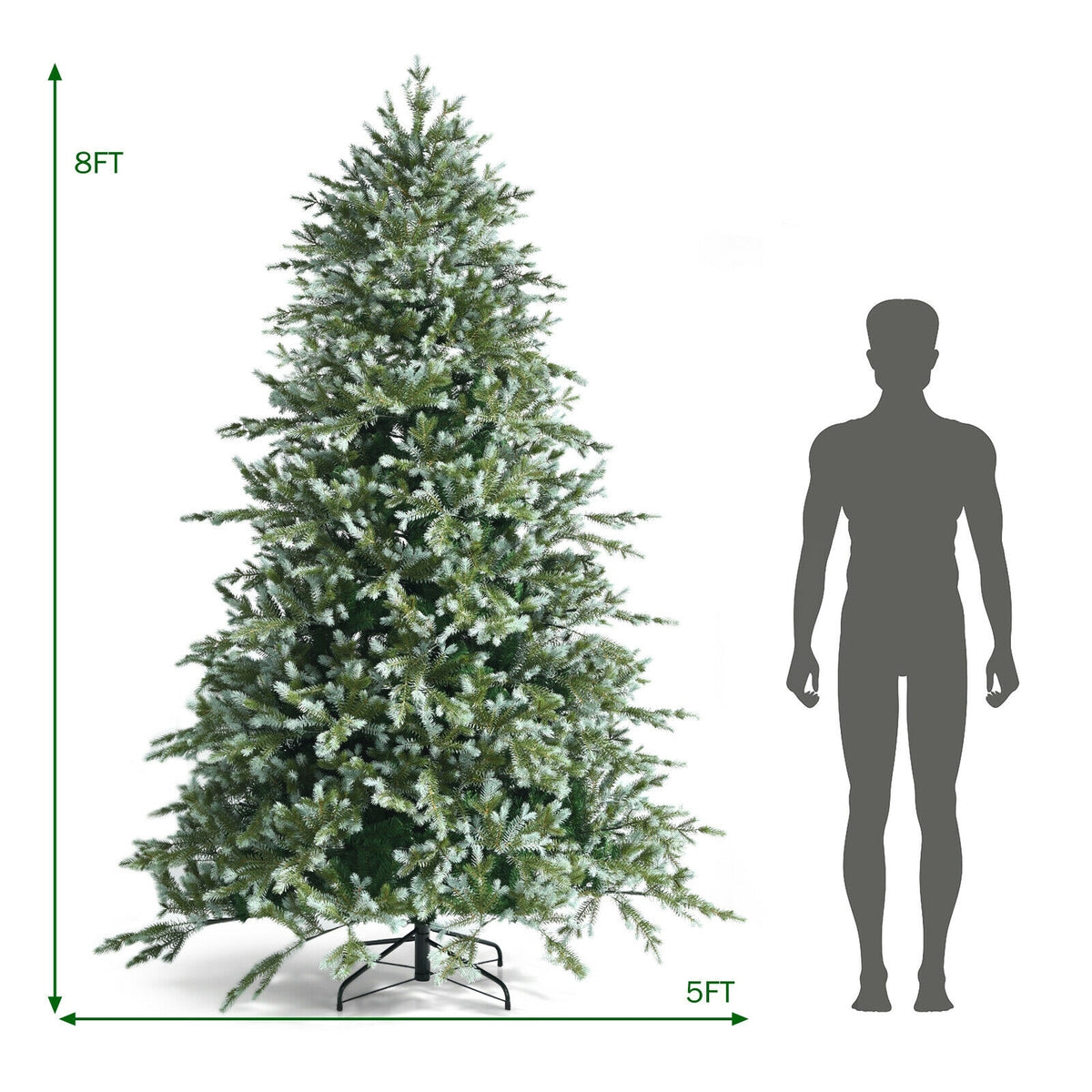 8 Feet Hinged Artificial Christmas Spruce Tree with Mixed PE and PVC Tips - FINAL SALE