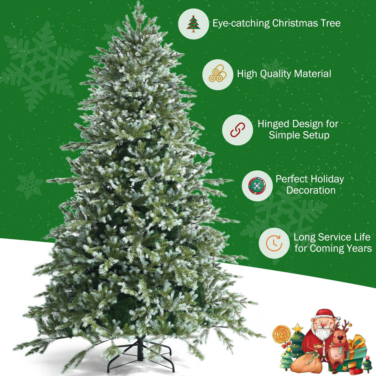 8 Feet Hinged Artificial Christmas Spruce Tree with Mixed PE and PVC Tips - FINAL SALE