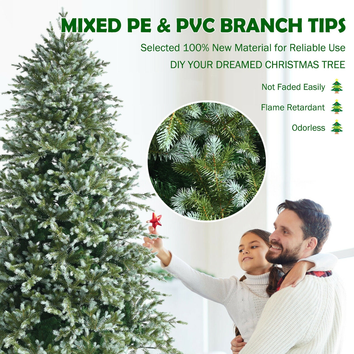 8 Feet Hinged Artificial Christmas Spruce Tree with Mixed PE and PVC Tips - FINAL SALE