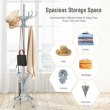 Wood Standing Hat Coat Rack with Umbrella Stand-Gray