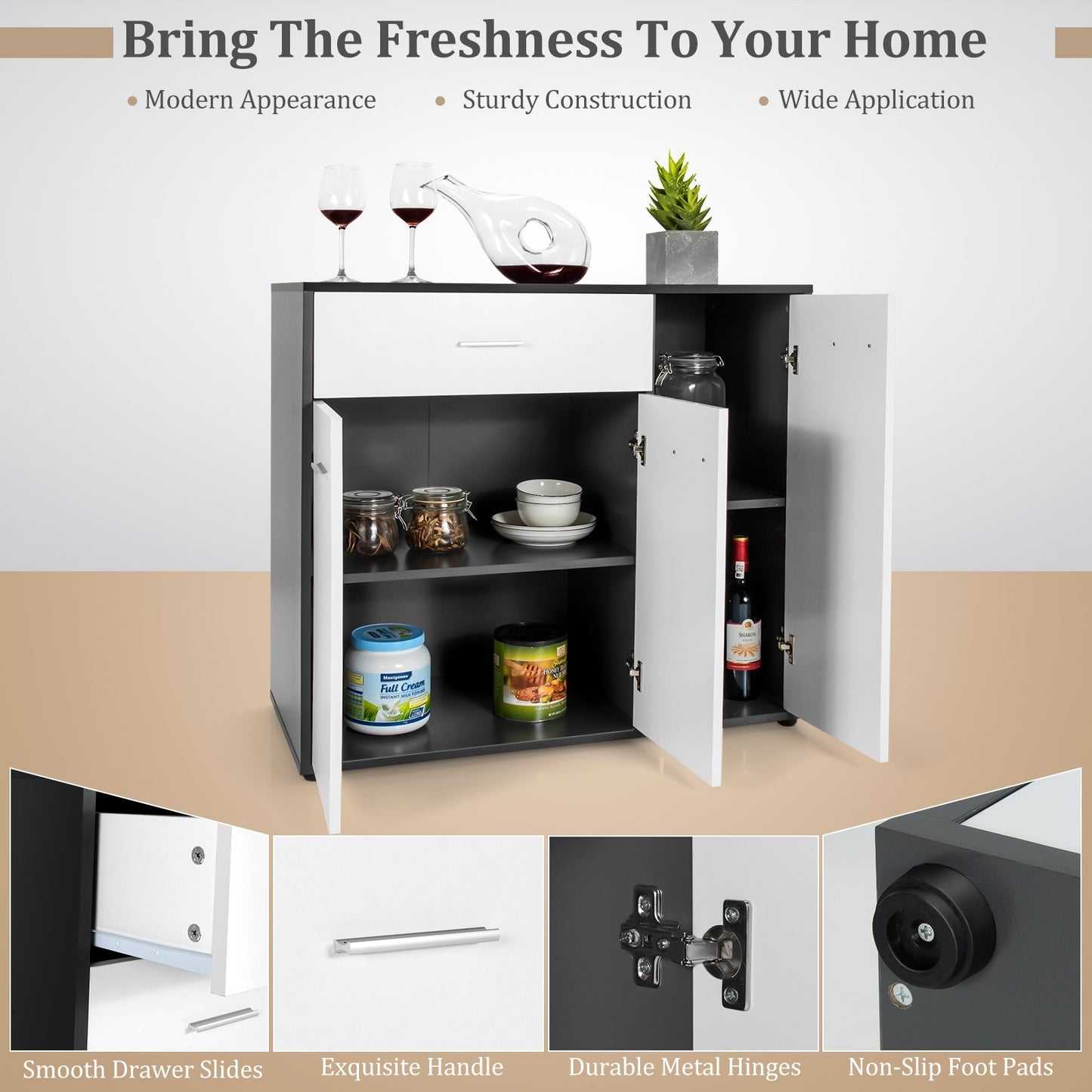 Buffet Sideboard Storage Cabinet with Spacious Table Top (Fully Assembled) (Scratch and Dent)