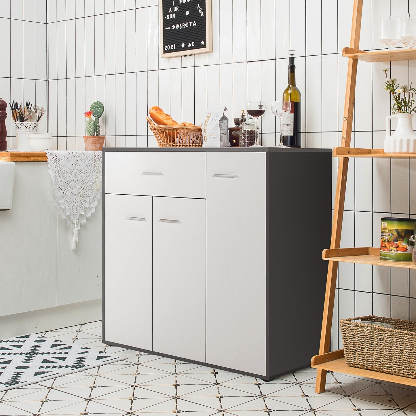 Buffet Sideboard Storage Cabinet with Spacious Table Top (Fully Assembled) (Scratch and Dent)