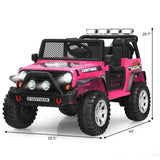 12V Kids Remote Control Electric  Ride On Truck Car with Lights and Music-Pink