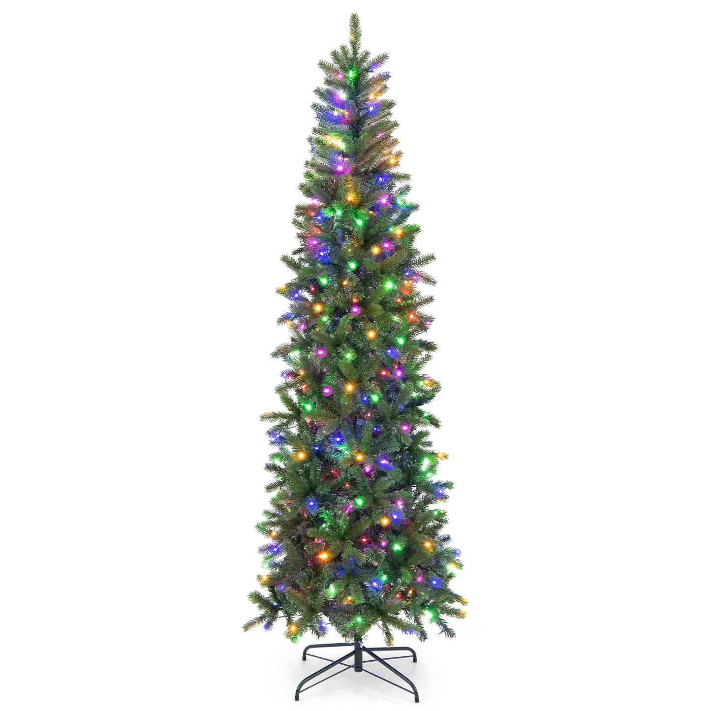 7.5 Feet Pre-lit Full Artificial Christmas Tree with Warm White or Multi-color LED Lights