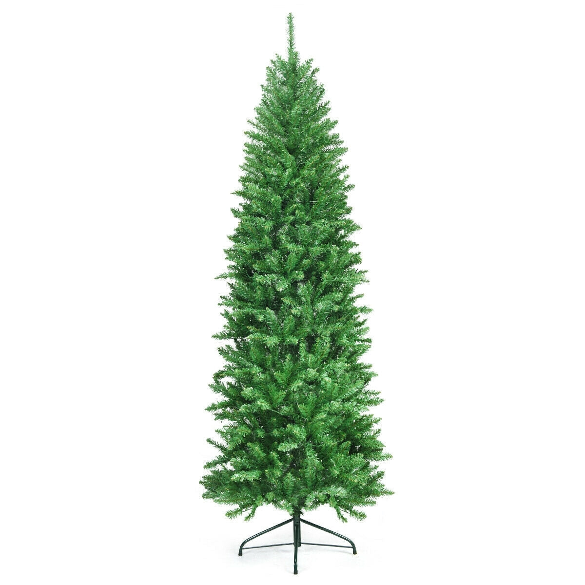 7 Feet PVC Hinged Pre-lit Artificial Fir Pencil Christmas Tree with 150 Lights-7 ft, assembled, final sale