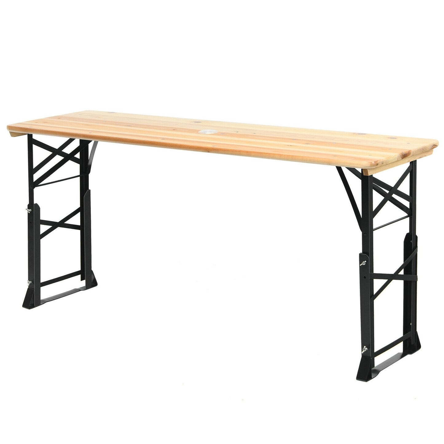 66.5 Inch Outdoor Wood Folding Picnic Table with Adjustable Heights (Scratch and Dent)