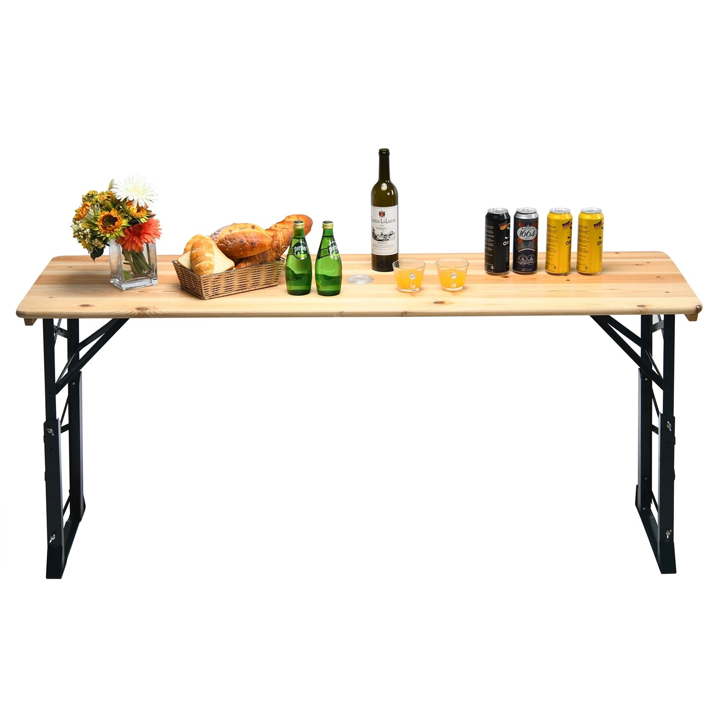66.5 Inch Outdoor Wood Folding Picnic Table with Adjustable Heights (Scratch and Dent)