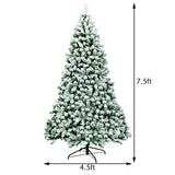 7.5 Feet Pre-Lit Premium Snow Flocked Christmas Tree with 550 Lights