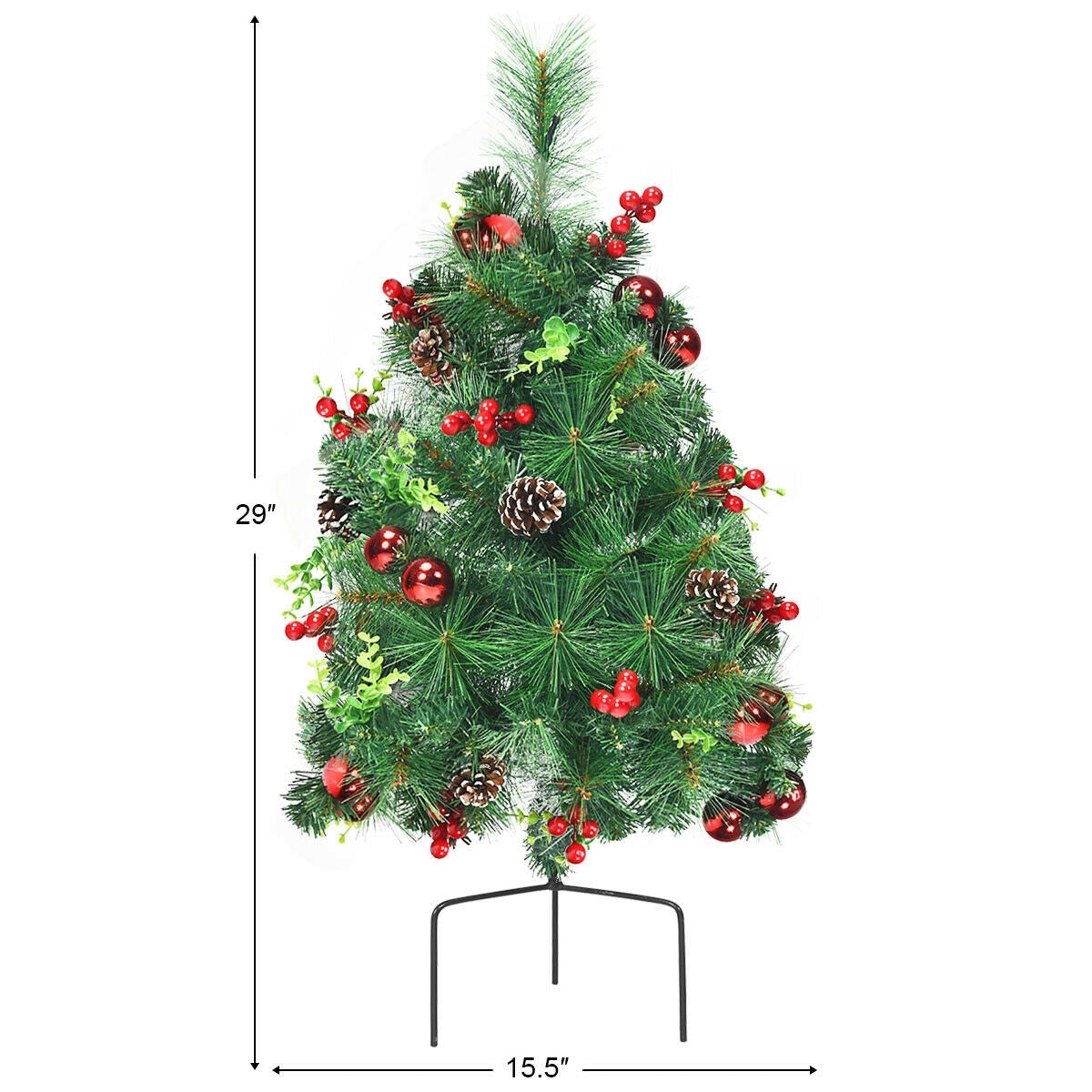 Set of 2 29 Inch Battery Powered Pre-lit Pathway Holiday Christmas Trees, Final Sale