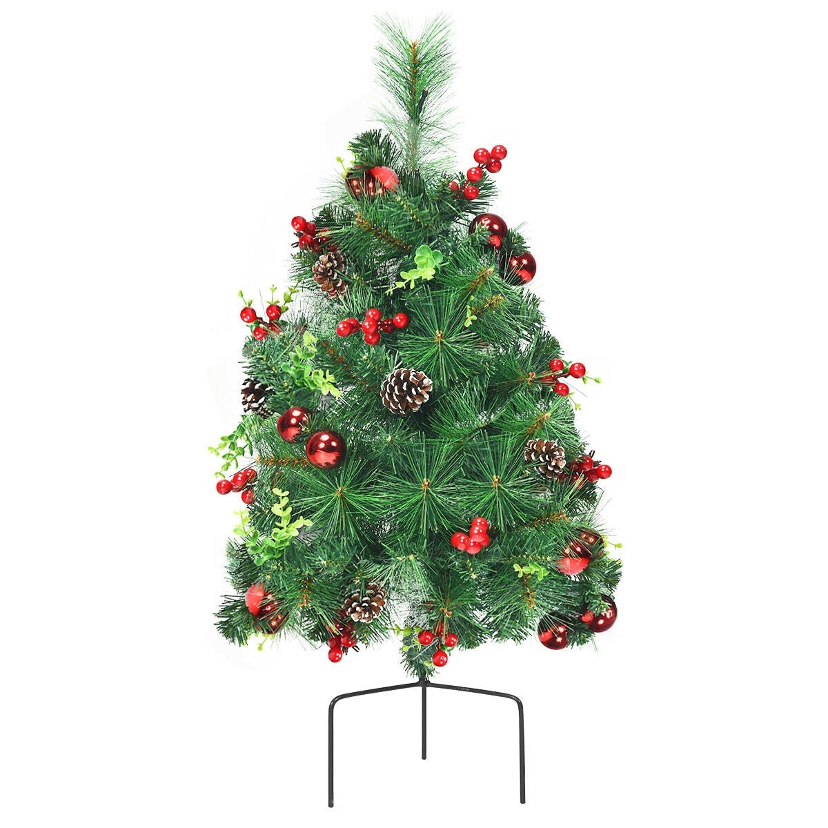 Set of 2 29 Inch Battery Powered Pre-lit Pathway Holiday Christmas Trees, Final Sale
