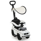 3-In-1 Ride on Push Car Mercedes Benz G350 Stroller Sliding Car with Canopy-White (Unassembled)