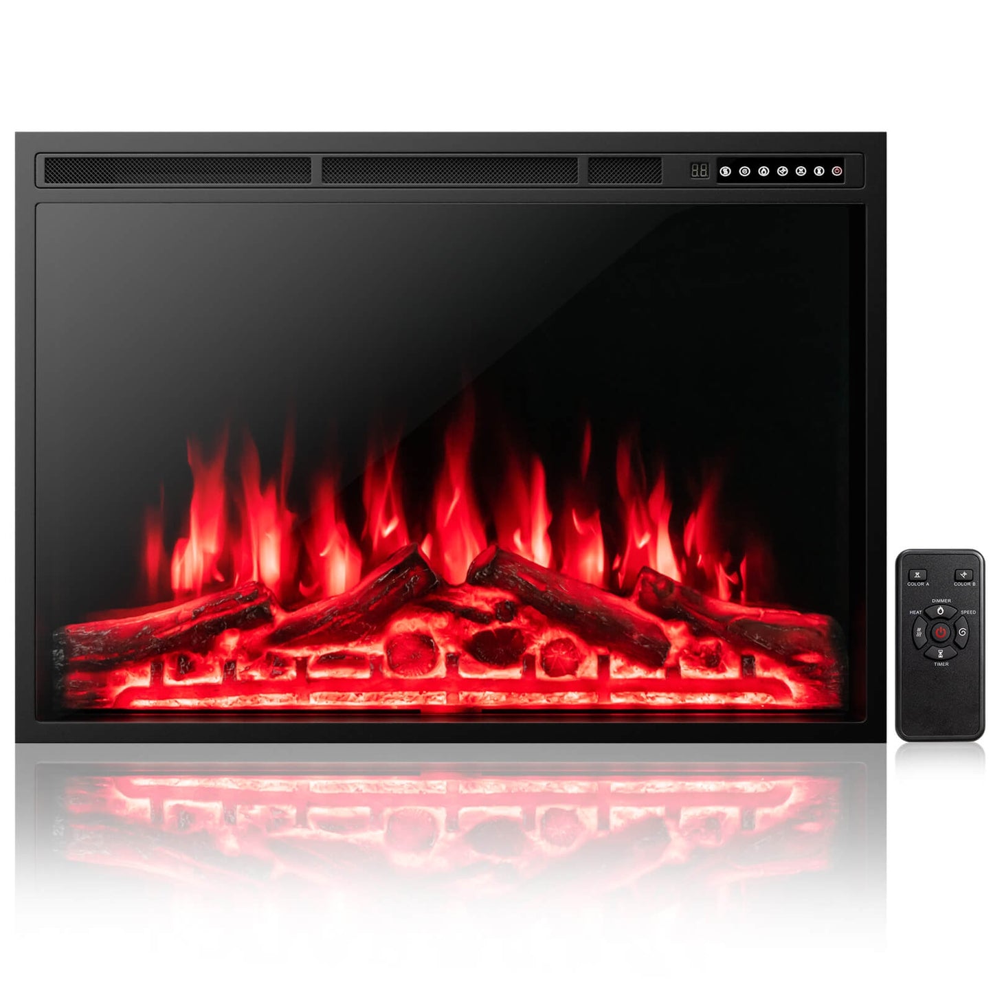Scratch & Dent, 34/37 Inch Electric Fireplace Recessed with Adjustable Flames