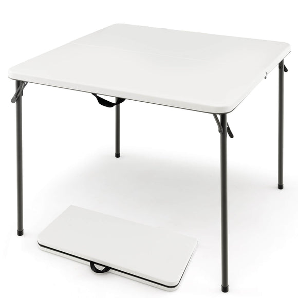 Folding Camping Table with All-Weather HDPE Tabletop and Rustproof Steel Frame-White, no box some assembly required