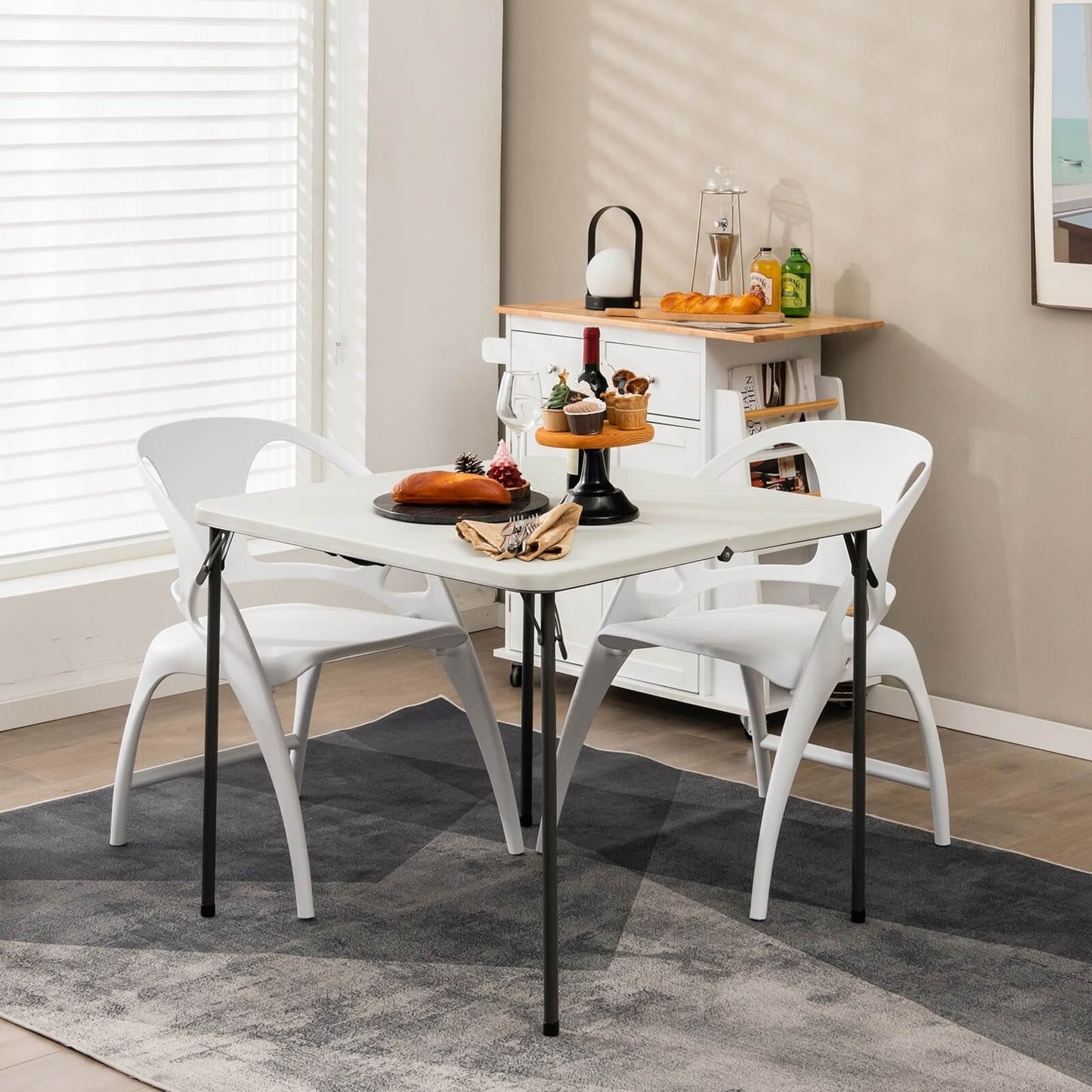 Folding Camping Table with All-Weather HDPE Tabletop and Rustproof Steel Frame-White (Copy)