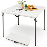 Folding Camping Table with All-Weather HDPE Tabletop and Rustproof Steel Frame-White, no box some assembly required