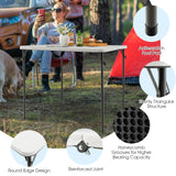 Folding Camping Table with All-Weather HDPE Tabletop and Rustproof Steel Frame-White, no box some assembly required