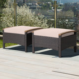 Set of 2 Fade-Resistant Wicker Patio Ottoman-Brown