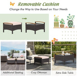 Set of 2 Fade-Resistant Wicker Patio Ottoman-Brown