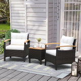 NO TAX, PLUS MAJOR MARKDOWN - 3 Pieces Patio Rattan Furniture Set,  White cushions, FULLY ASSEMBLED